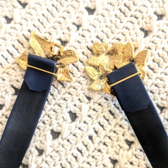 Vintage Mimi Di N 1989 24K Gold Plated Starfish Two Piece Buckle & Leather Belt - Picture 10 of 11